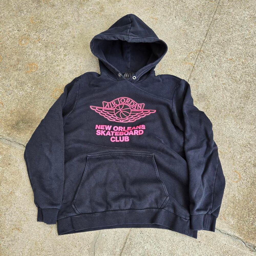 Vtg Y2k JORDAN BRAND New Orleans Skate Club Sneaker Politics Collab Hoodie L